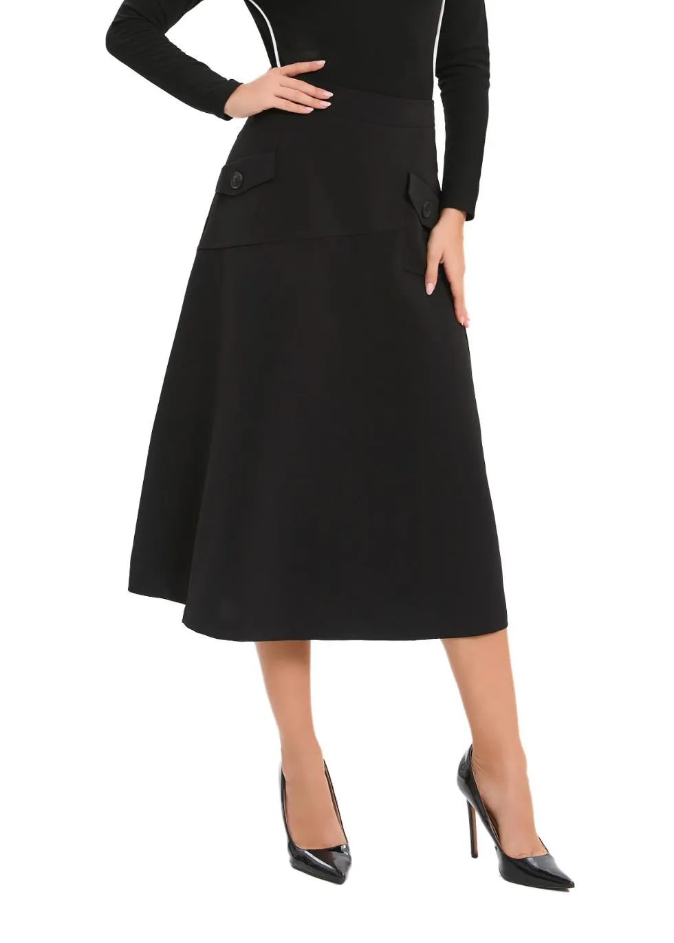 A-Line fully lined Midi Skirt with Pockets