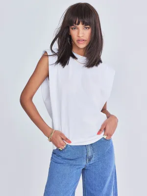 Alyce Short-Sleeve Shoulder-Pad Top