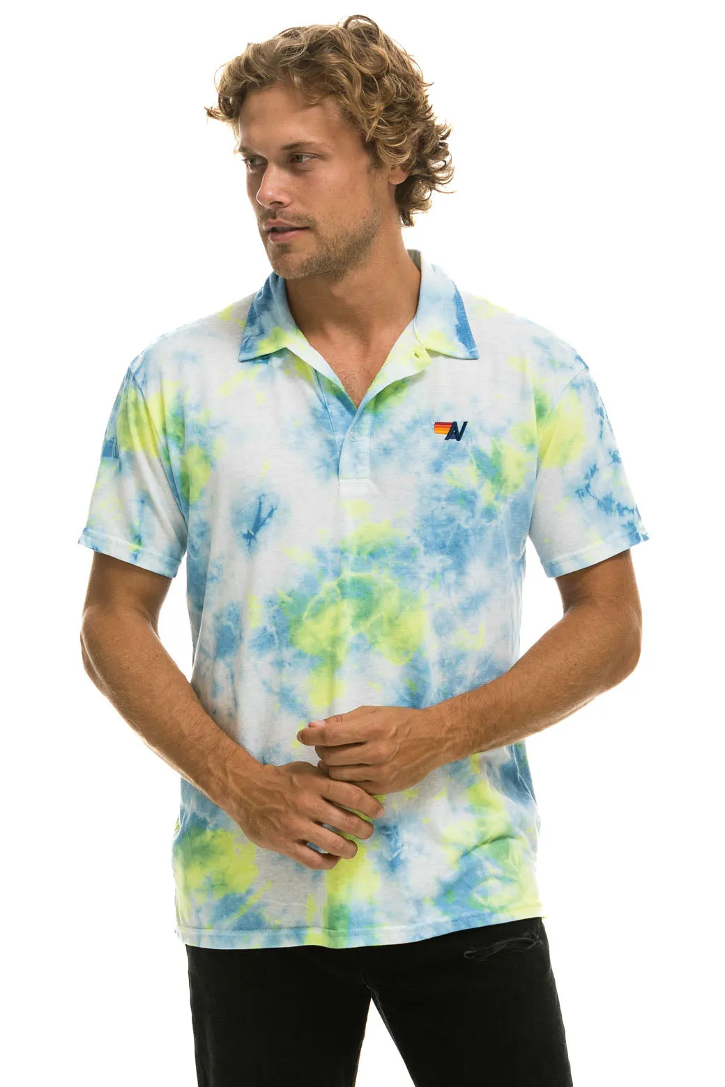 AVIATOR NATION POLO - TIE DYE YELLOW