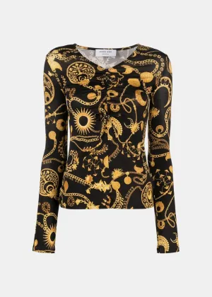 Black & Gold Graphic Blouse