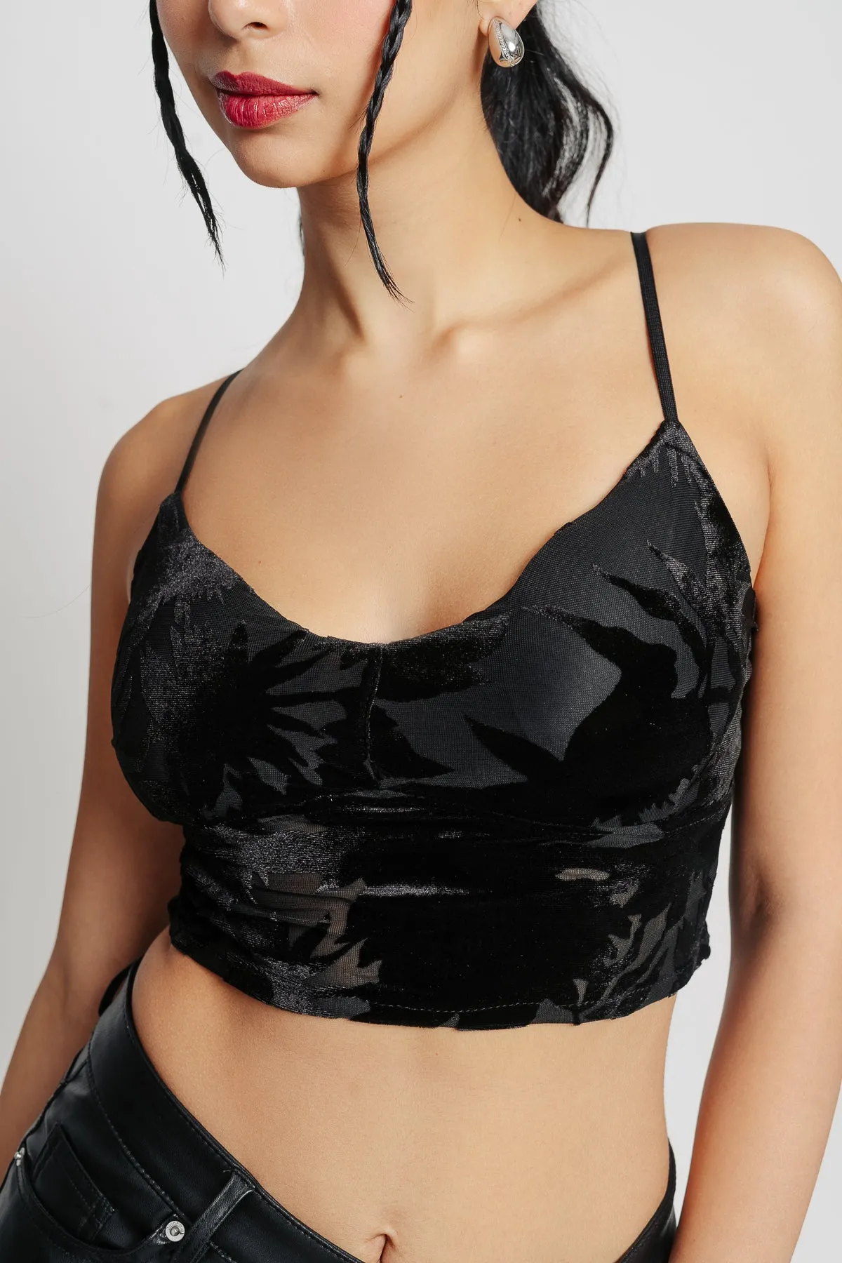 Black Floral Crop Top