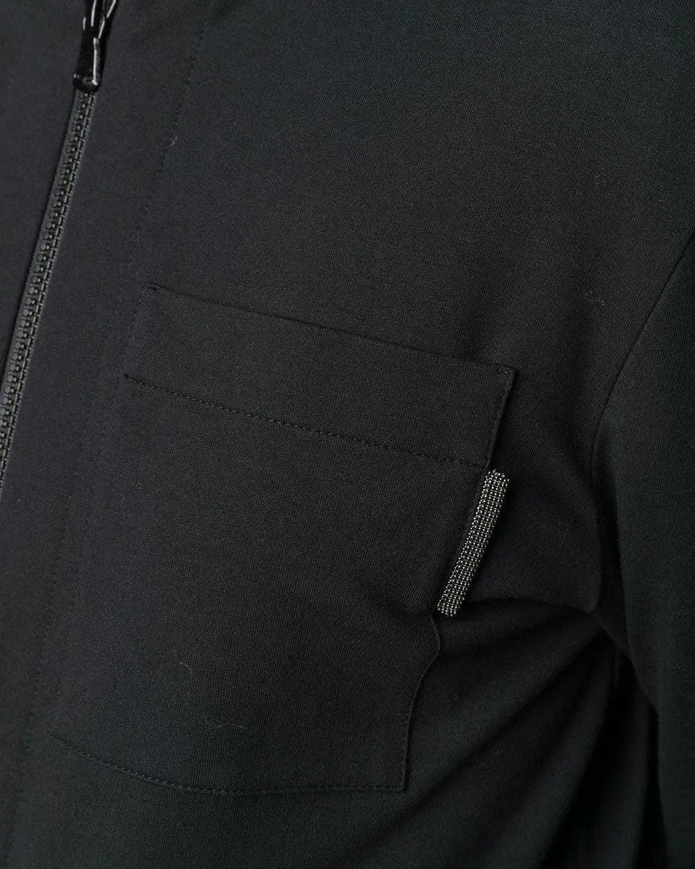 Black Front Zip Felpa Hoodie