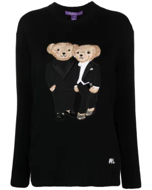 Black Tuxedo Bear Crewneck Sweater