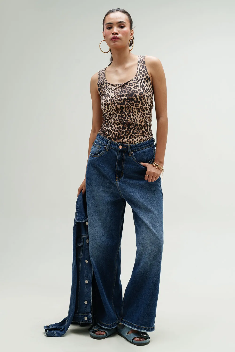 Blue Topaz Wide Cropped Jeans