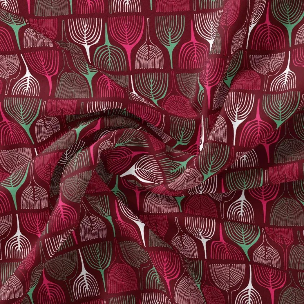 Bold Colourful Mahogany Leaf Digital Printed Fabric - Weightless