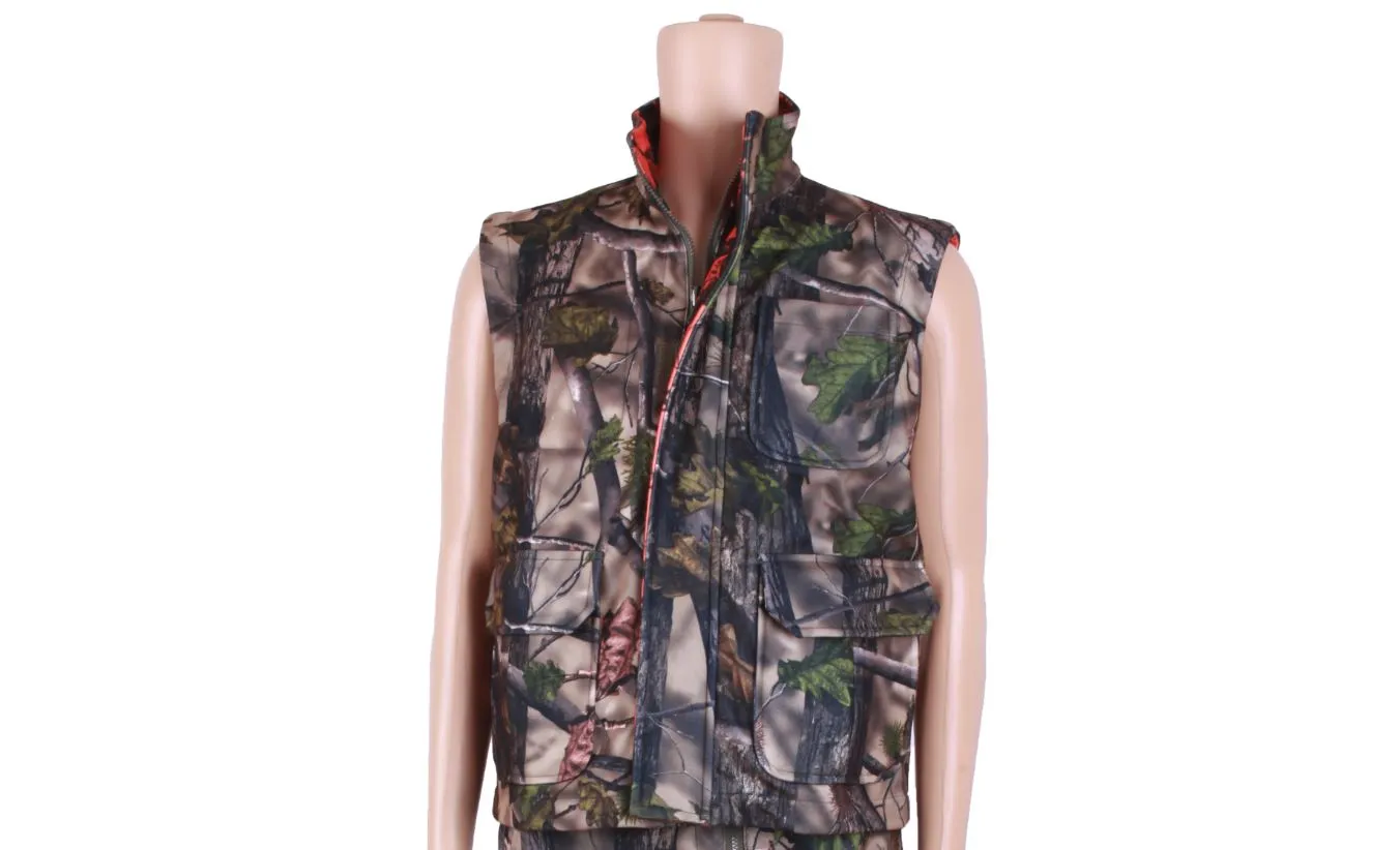 Both Sides Wood Land Camo Hunting Vest Pants L