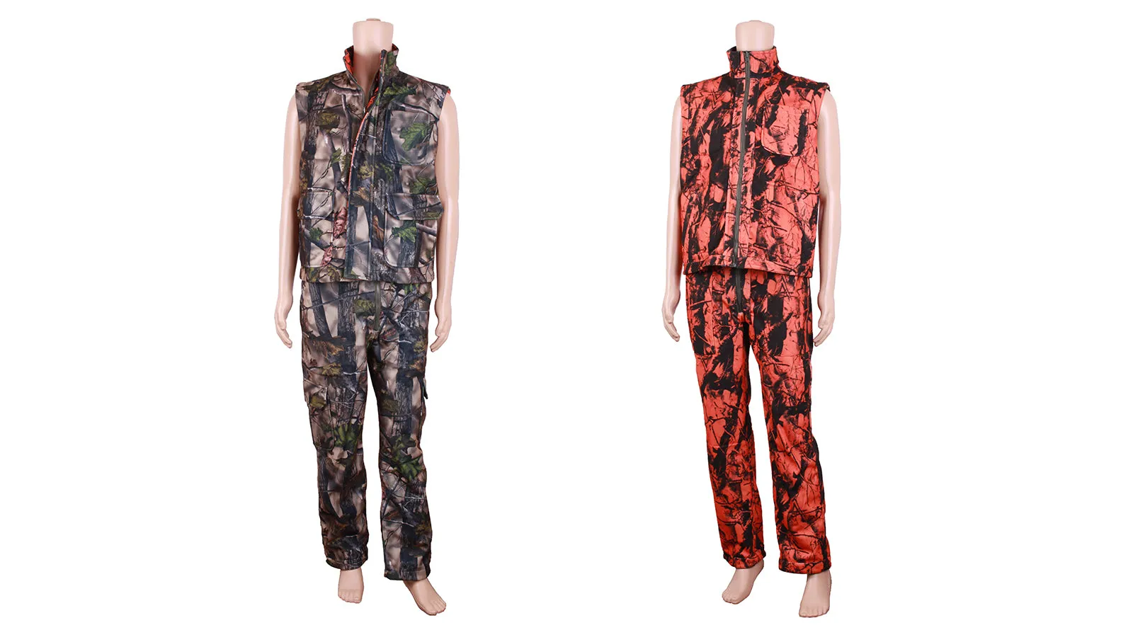 Both Sides Wood Land Camo Hunting Vest Pants L