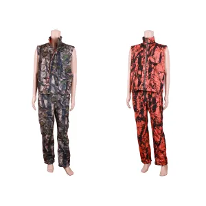 Both Sides Wood Land Camo Hunting Vest Pants L