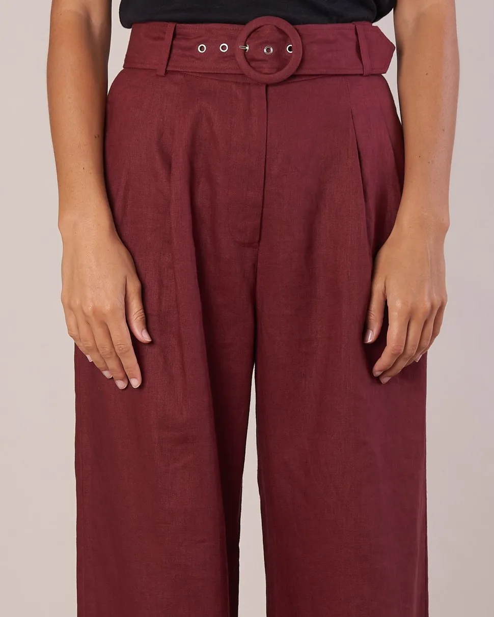 Bridgette Linen Pants (Merlot)