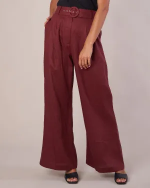 Bridgette Linen Pants (Merlot)