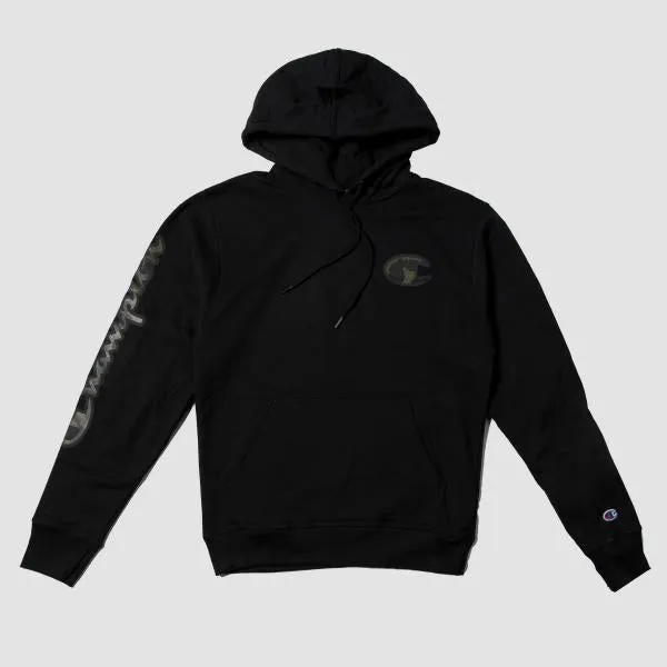 CHAMPION - Men - Camo Print Powerblend Pullover Hoodie - Black/Camo