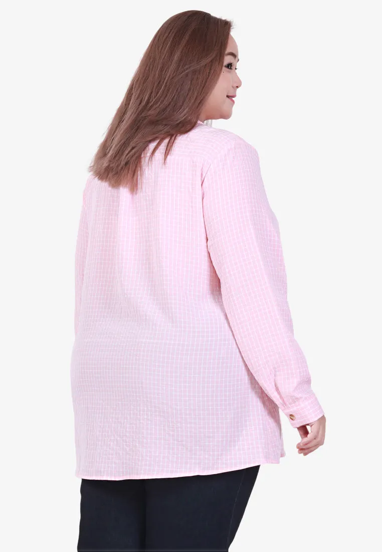 Cheaney Cute Checkered Button Shirt - Pink