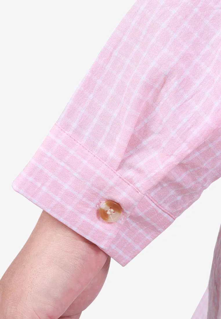 Cheaney Cute Checkered Button Shirt - Pink