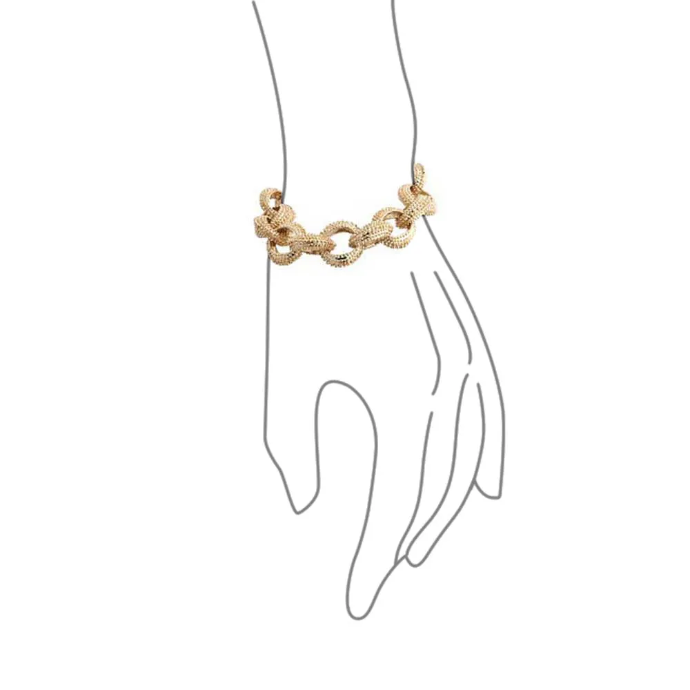 Chunky Chain Link Bracelet with Large Oval Links Toggle Clasp Matte SilverGold