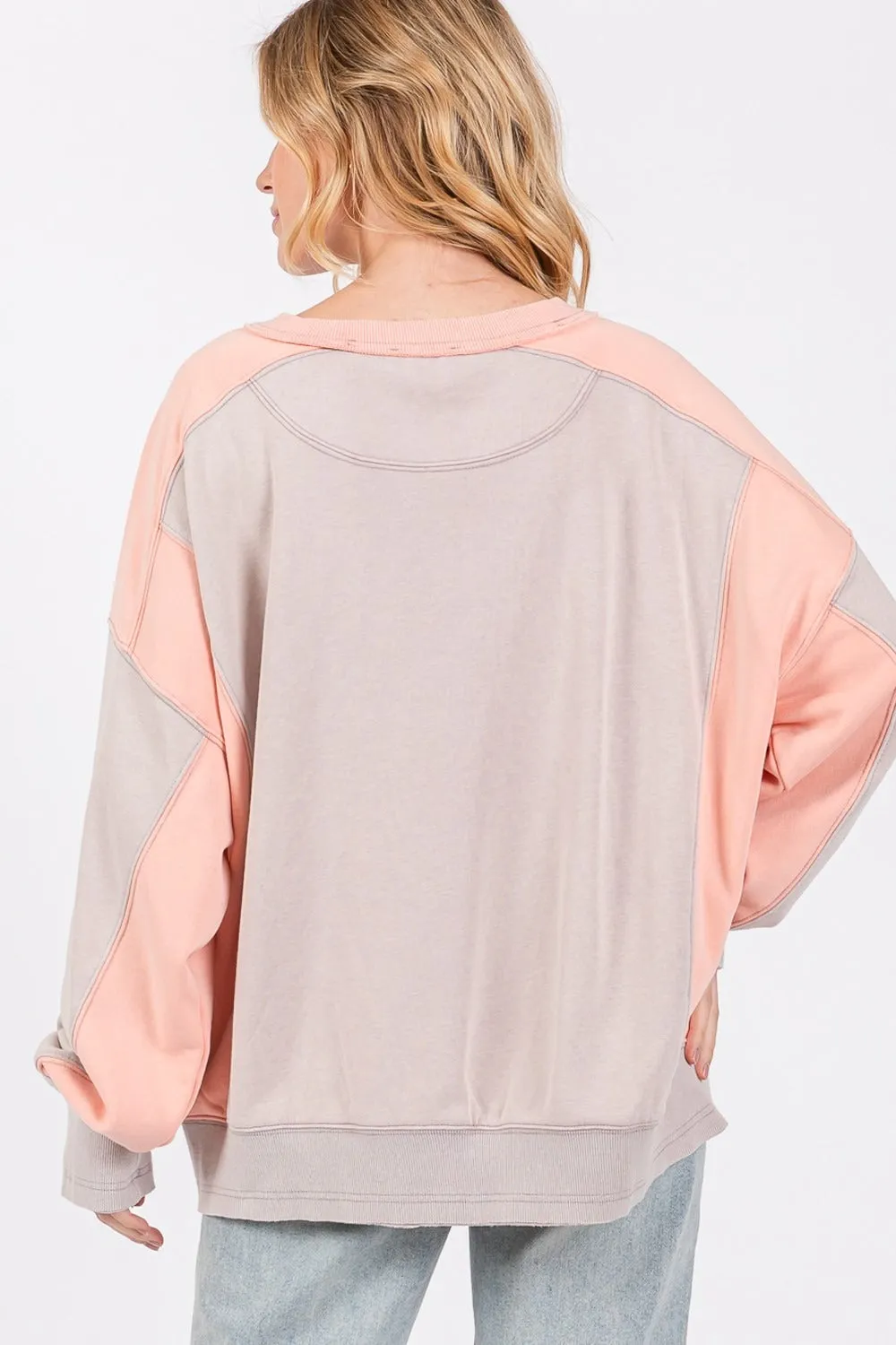 Color Block Round Neck Sweatshirt