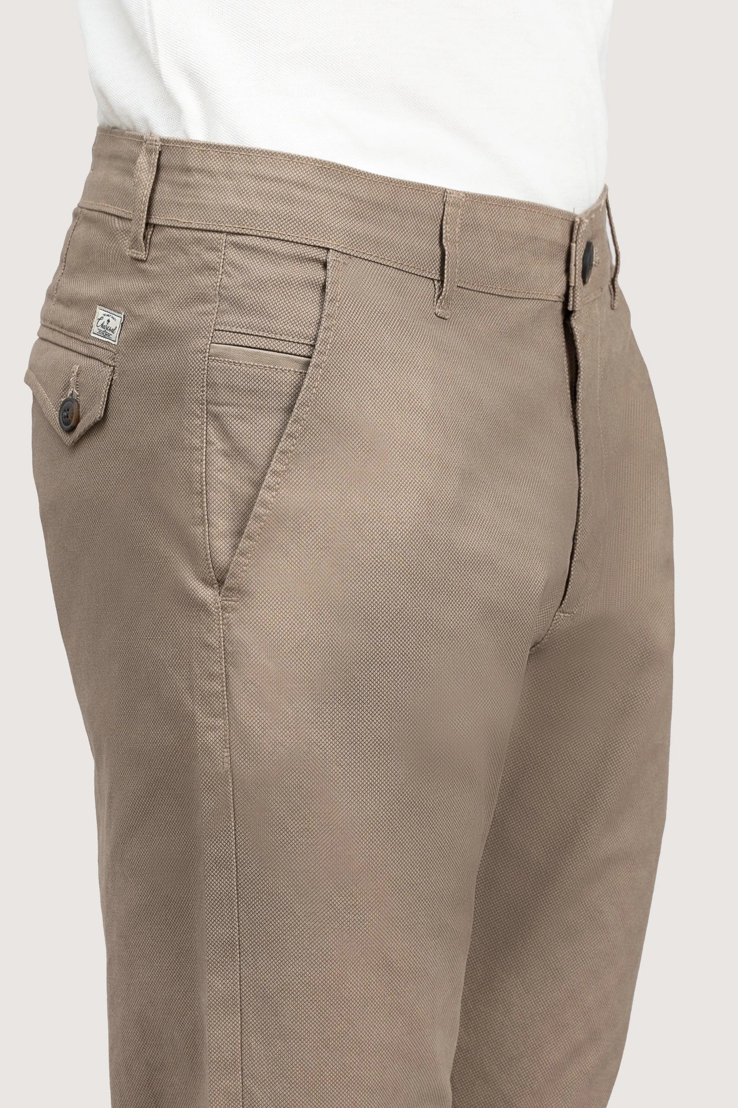 CROSS POCKET PRINTED SLIMFIT LIGHT KHAKI PANT