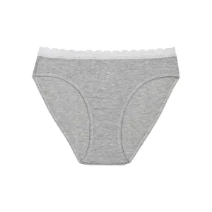 Culotte fille coton stretch à ceinture dentelle Gris Chiné Dim trendy