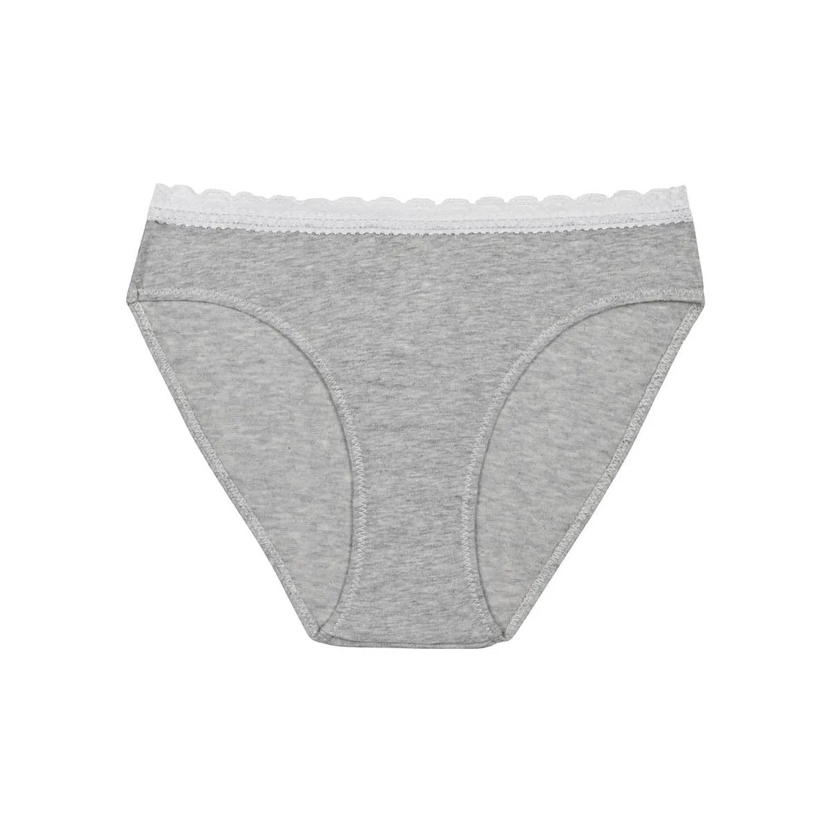 Culotte fille coton stretch à ceinture dentelle Gris Chiné Dim trendy