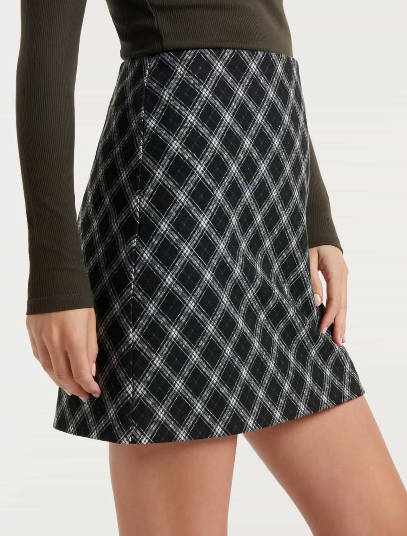 Dana Diagonal Check Mini Skirt