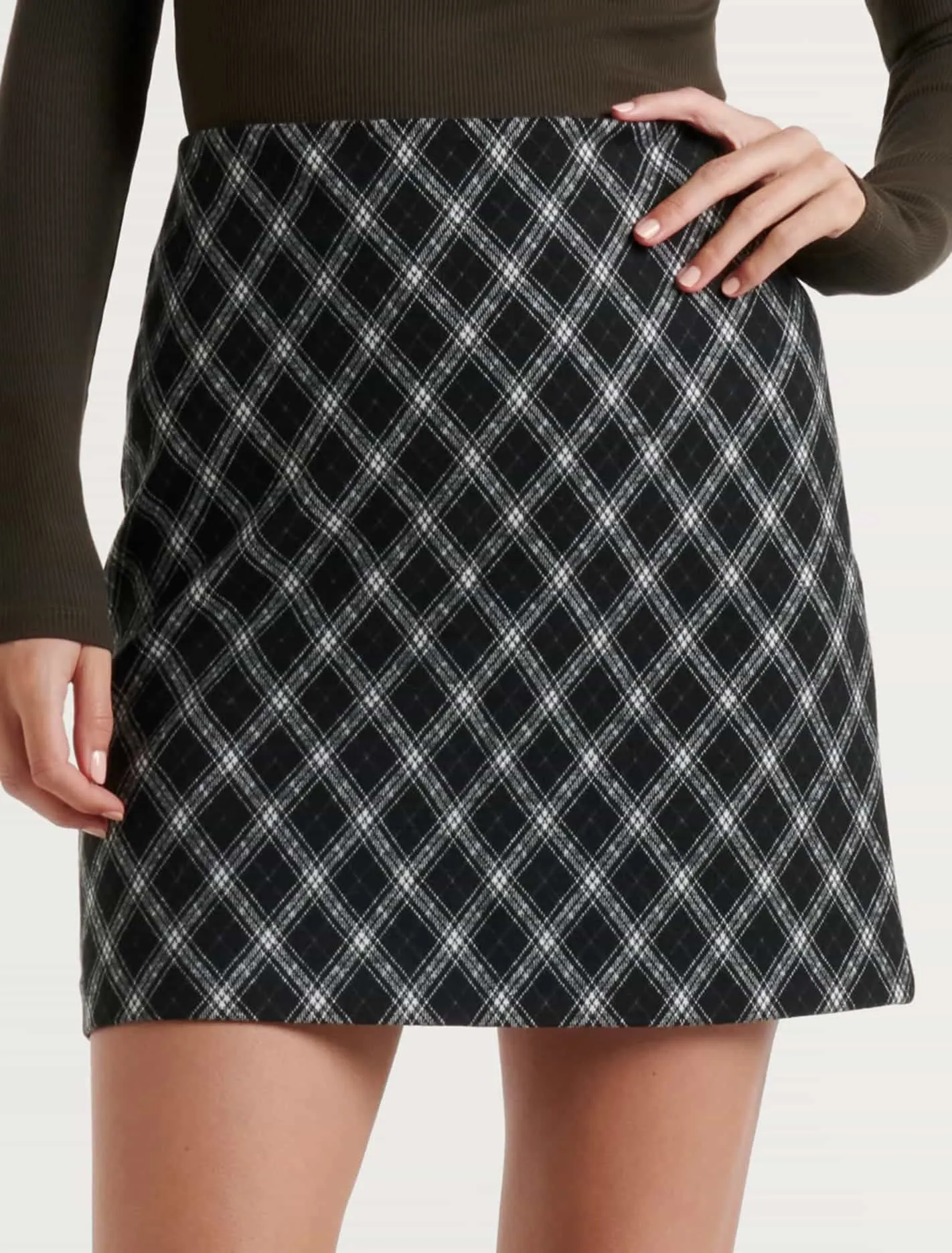 Dana Diagonal Check Mini Skirt