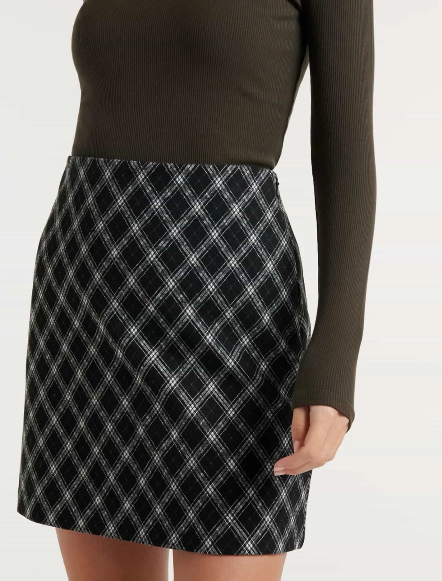 Dana Diagonal Check Mini Skirt