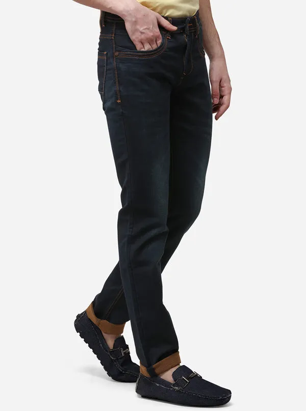 Dark Blue Solid Slim Fit Jeans | JadeBlue