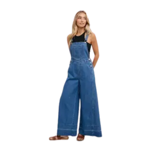 Denim Wide Legs Overalls