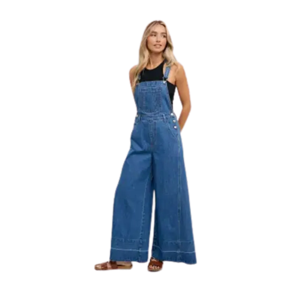 Denim Wide Legs Overalls