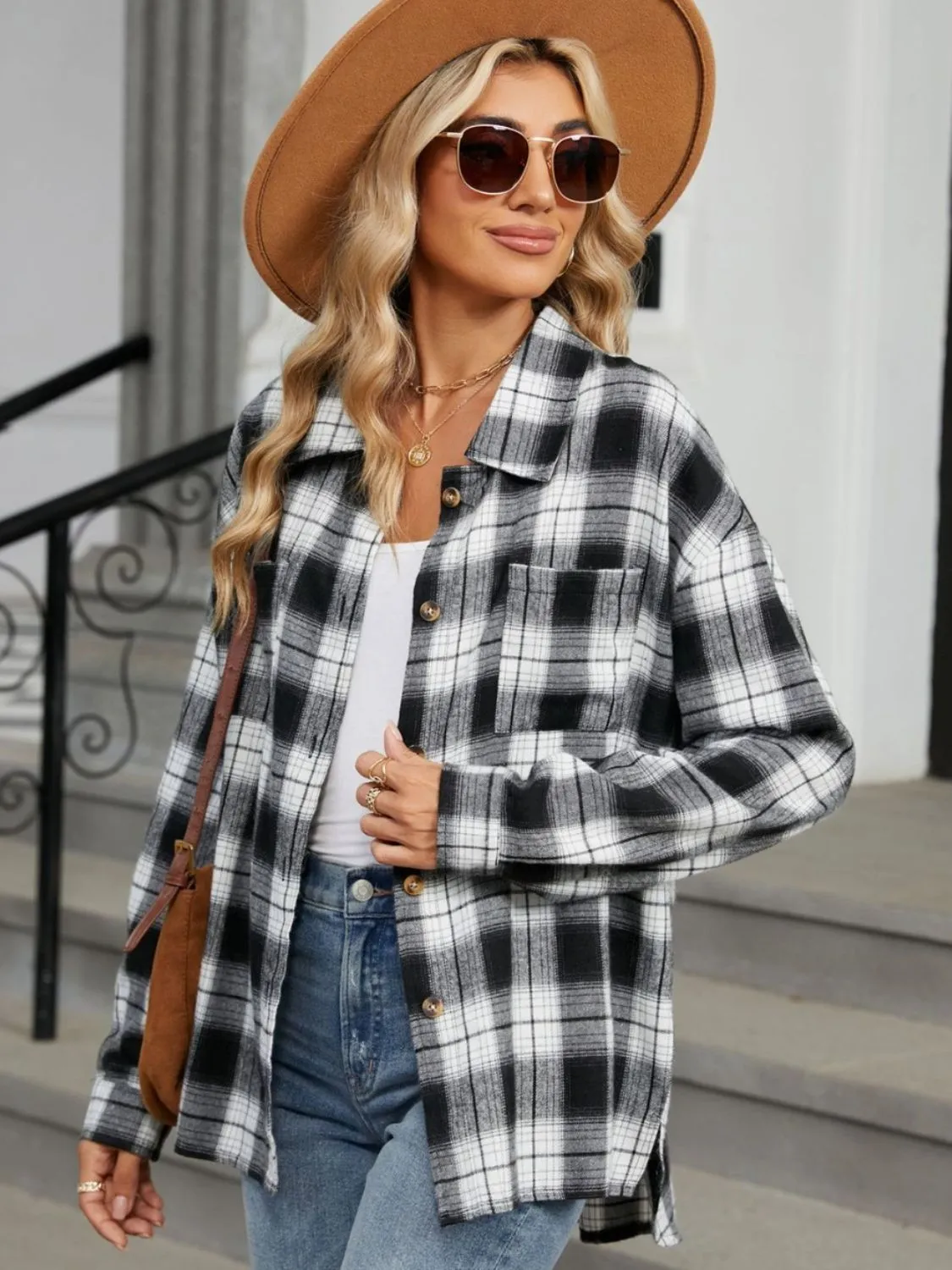 Elena Plaid Collared Neck Long Sleeve Shirt - 7 Styles