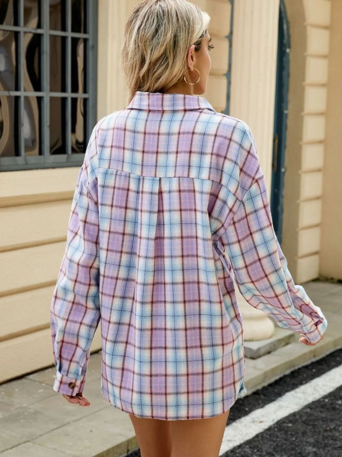 Elena Plaid Collared Neck Long Sleeve Shirt - 7 Styles