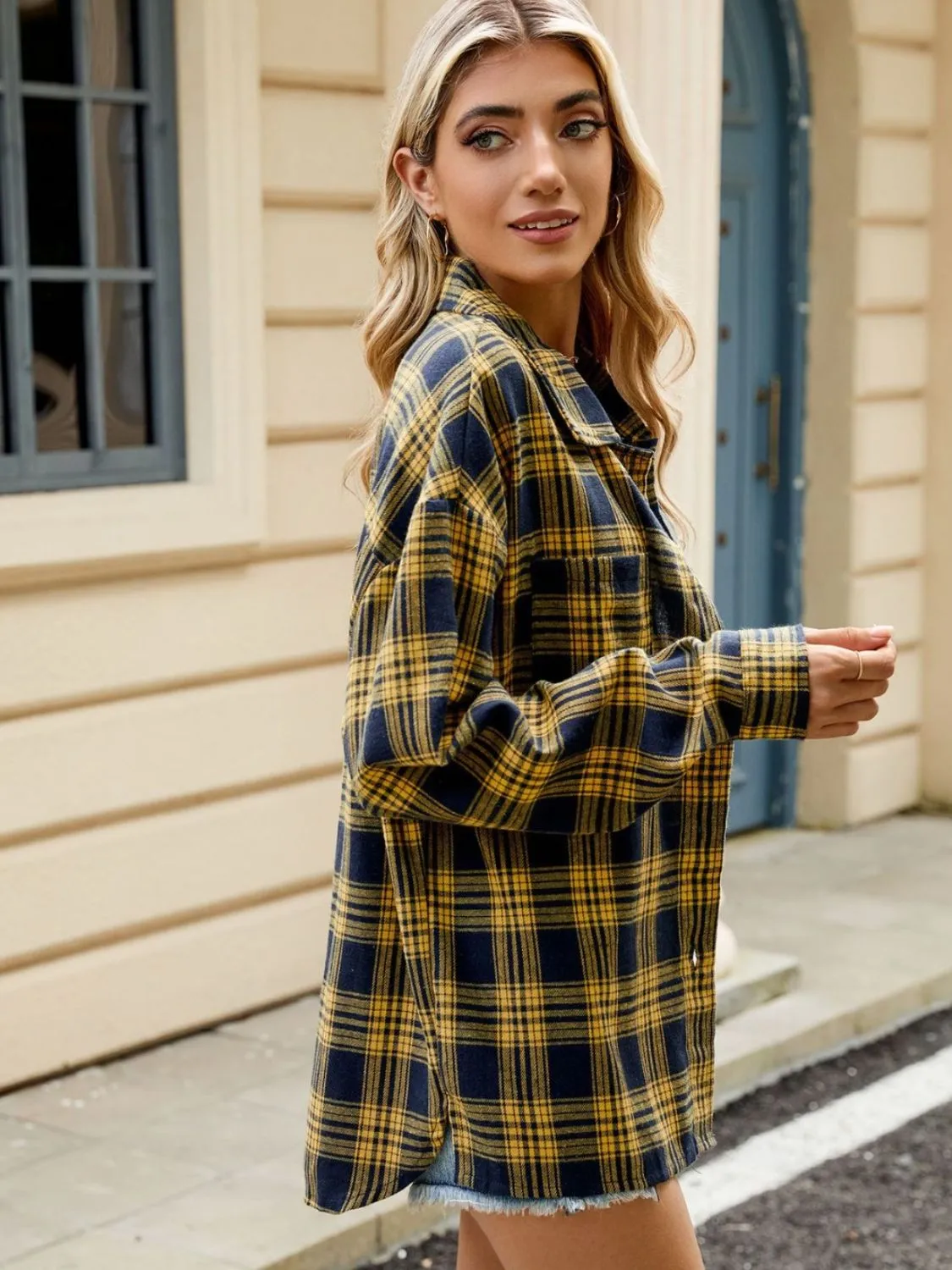 Elena Plaid Collared Neck Long Sleeve Shirt - 7 Styles