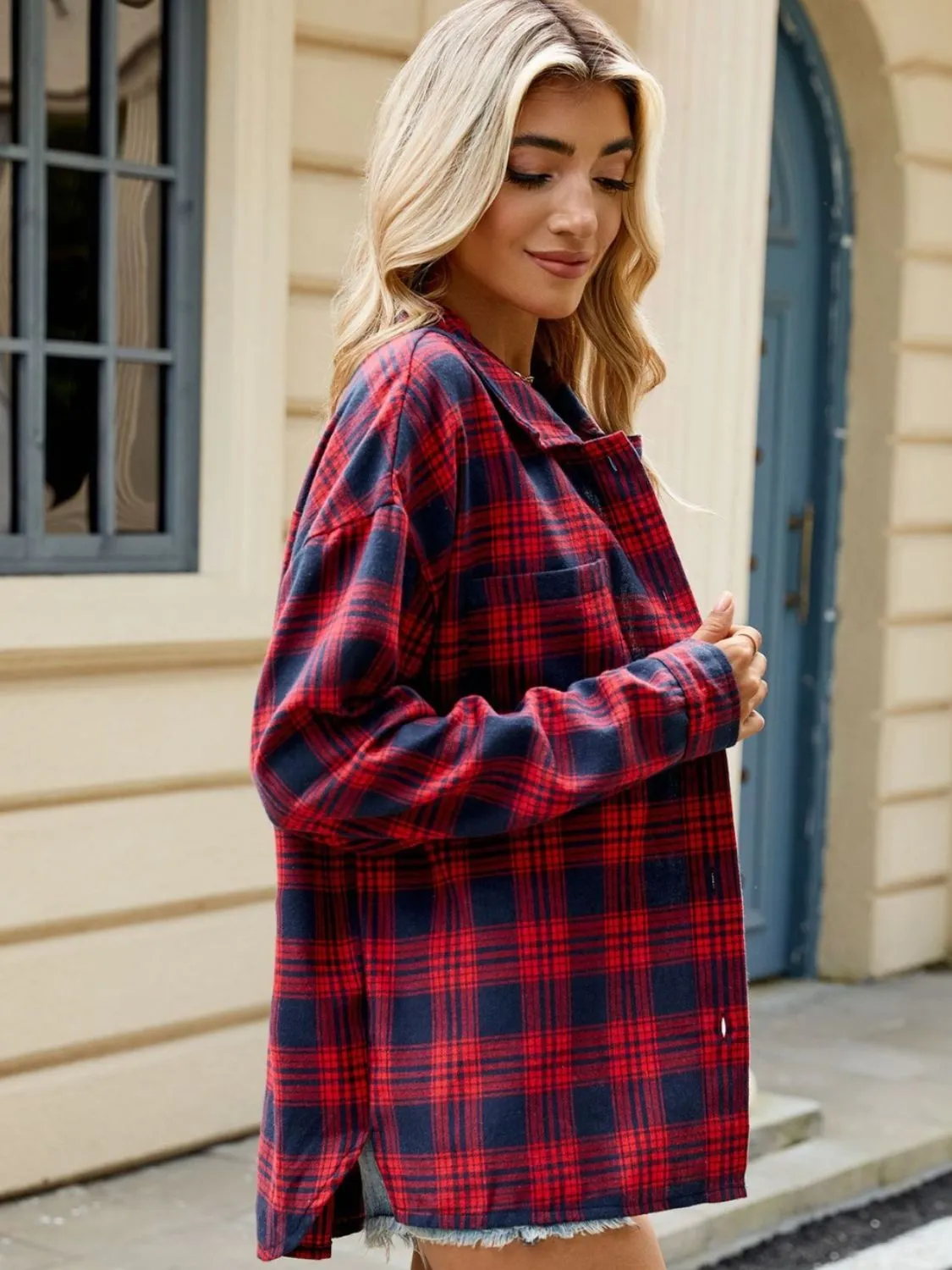 Elena Plaid Collared Neck Long Sleeve Shirt - 7 Styles