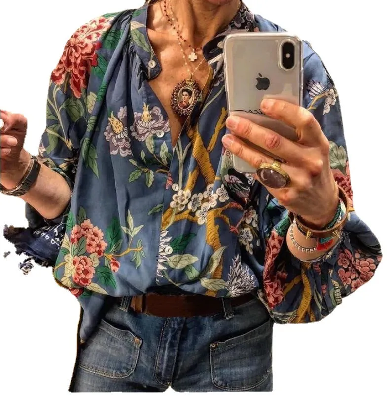 Fashion casual flower print shirt