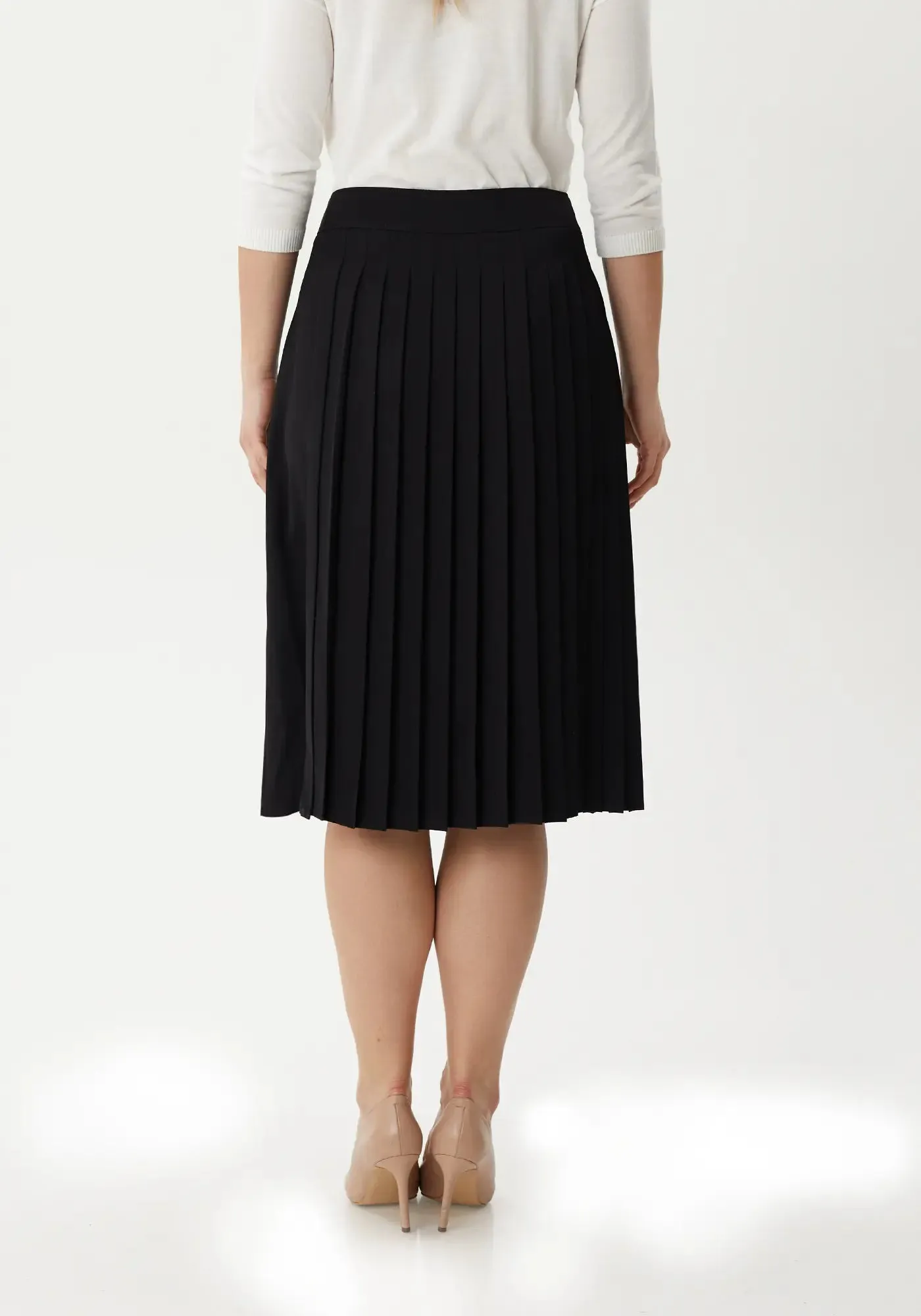 Flared Pleated Modern Elegant Below The Knee Skirt for Women