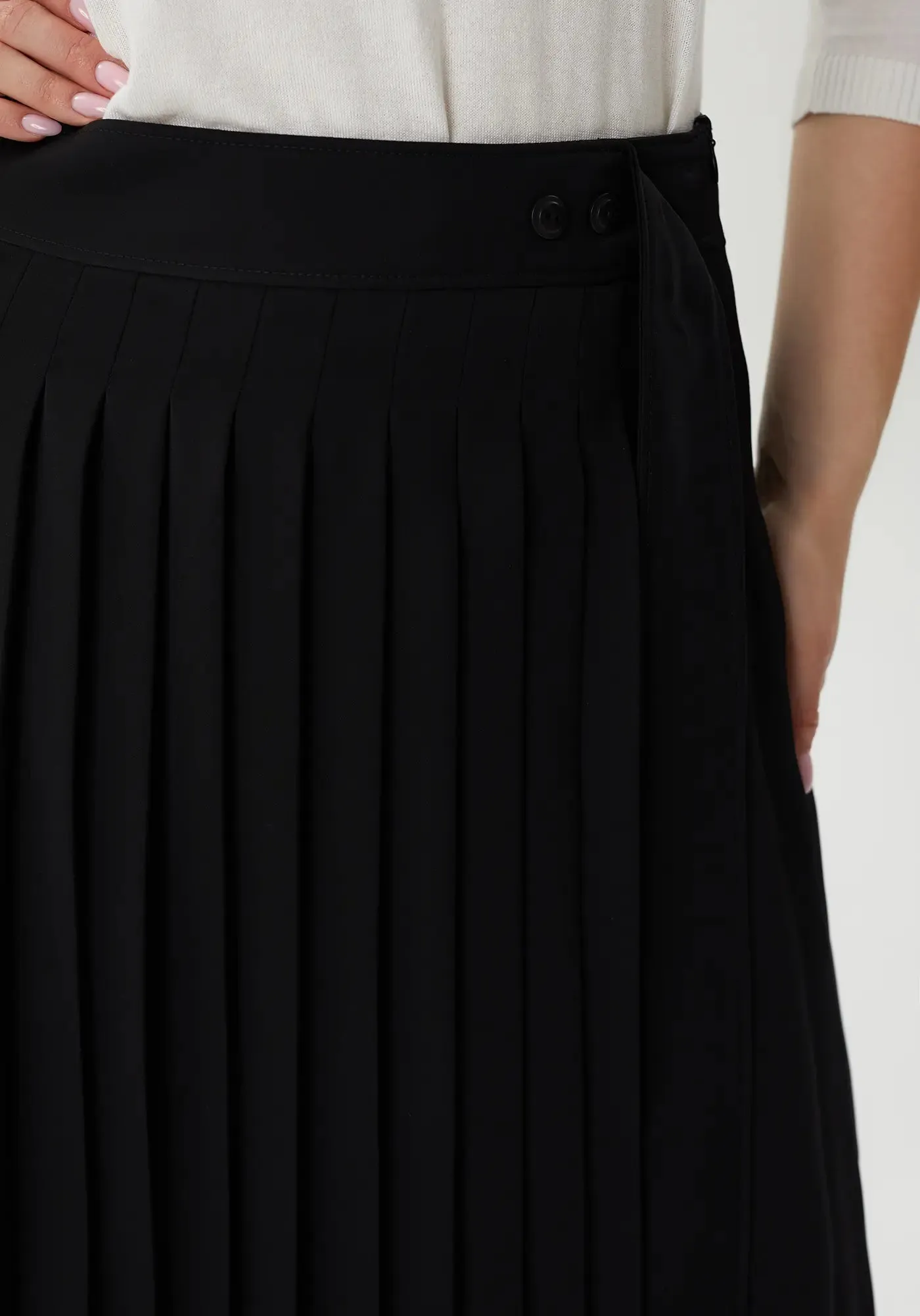 Flared Pleated Modern Elegant Below The Knee Skirt for Women