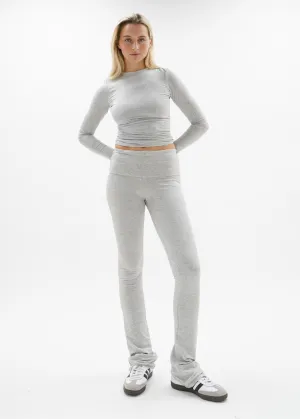 Fold-over flared pants extra light grey melange (TALL)