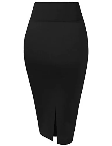 Hybrid & Company Womens Nylon Ponte Stretch Office Pencil Skirt Made below Knee KSK45002 1073T Black L