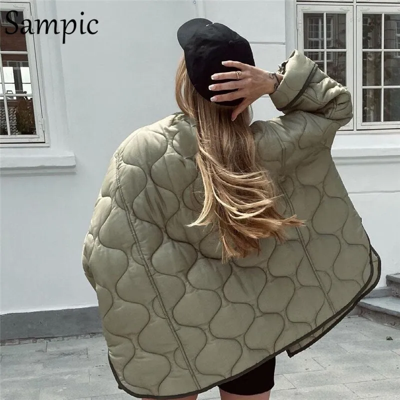 Joskaa Christmas Gift Sampic Vintage Women Arygle Coat Female Jackets Fashion Warm Short Cotton Parkas Coat Winter 2024 Casual Outwear Loose Tops