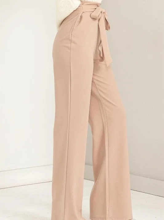 Keep the Dream Alive High Waisted Tie Front Flared Pants