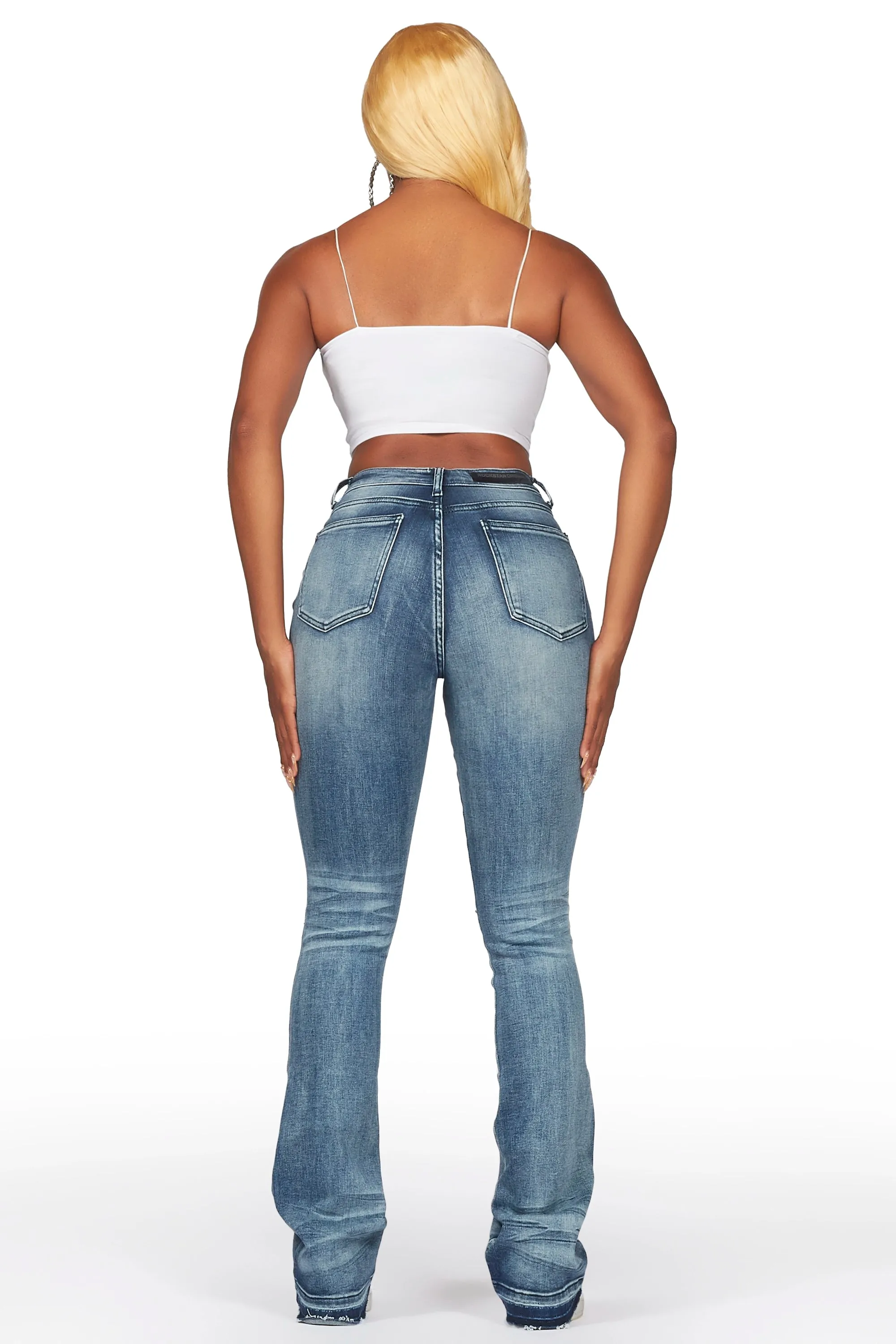 Leilany Dark Wash Stacked Flare Jean