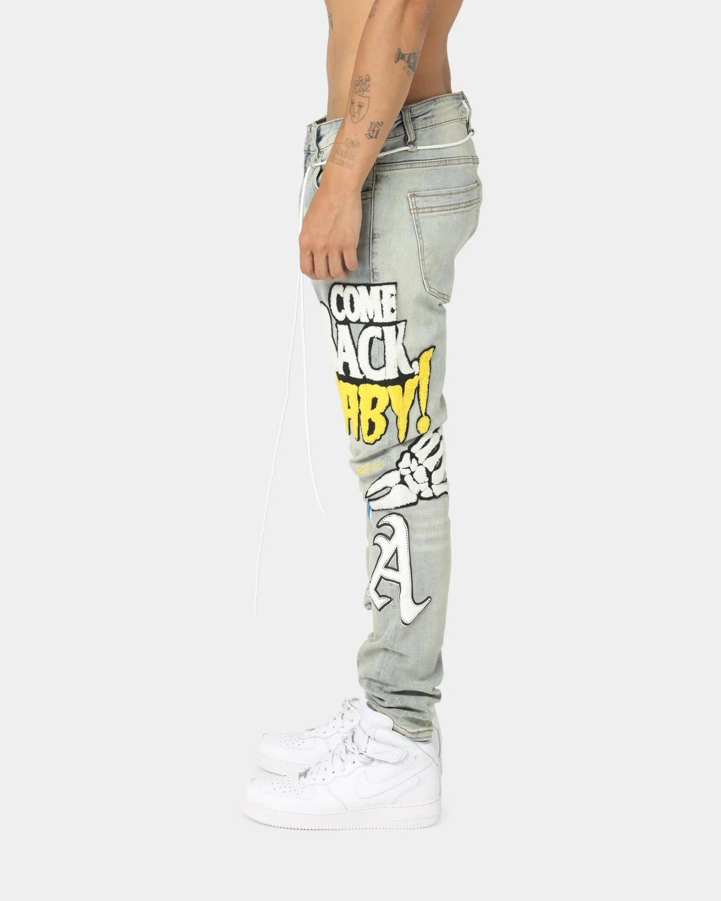 Lifted Anchors Boulevard Puff Print Jeans Blue Wash