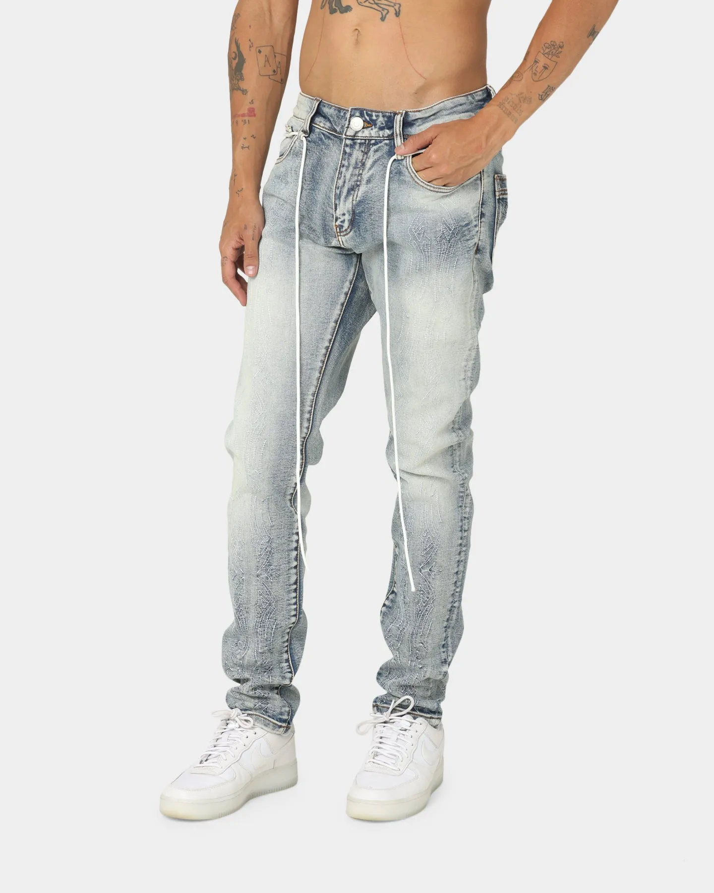 Lifted Anchors Wild West Denim Jeans Blue Wash