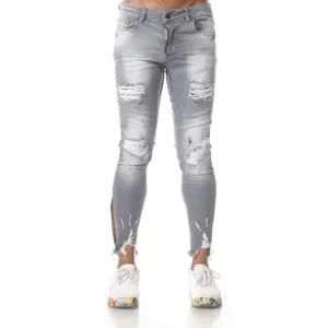 Light Grey Washed Fashion Distress Jeans