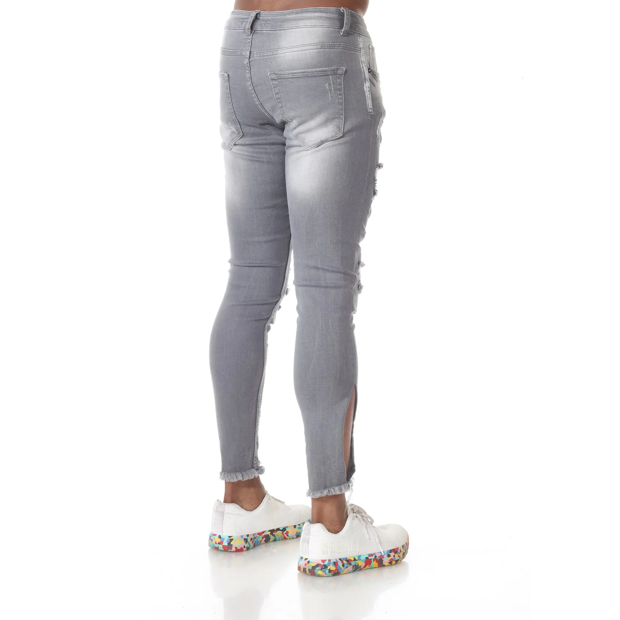 Light Grey Washed Fashion Distress Jeans