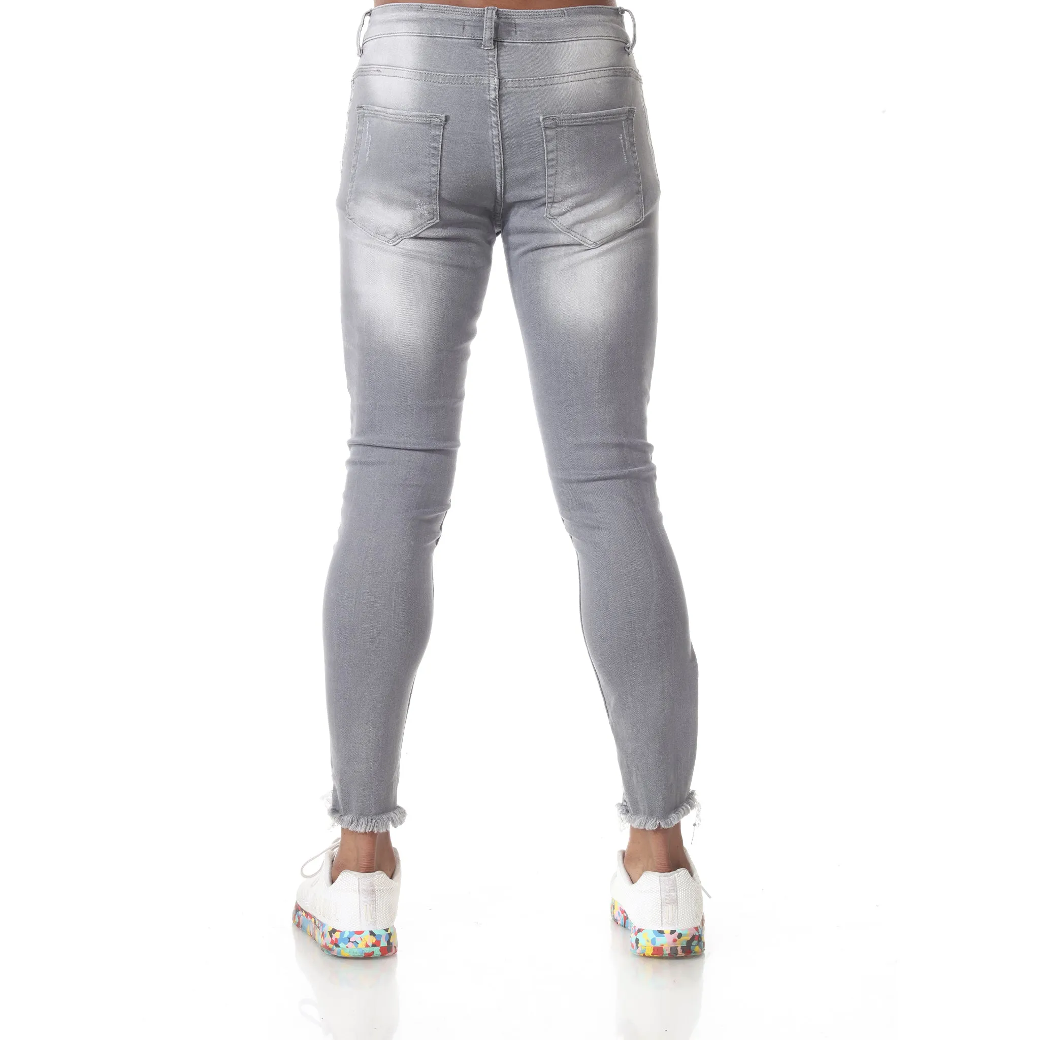 Light Grey Washed Fashion Distress Jeans