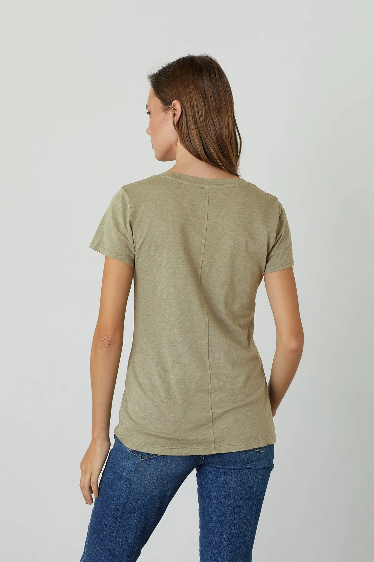 LILITH COTTON SLUB V-NECK TEE