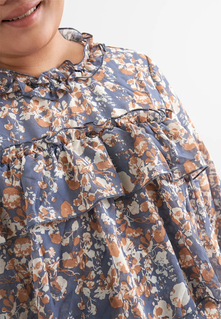 Lolita Floral Layered Chiffon Ruffle Top