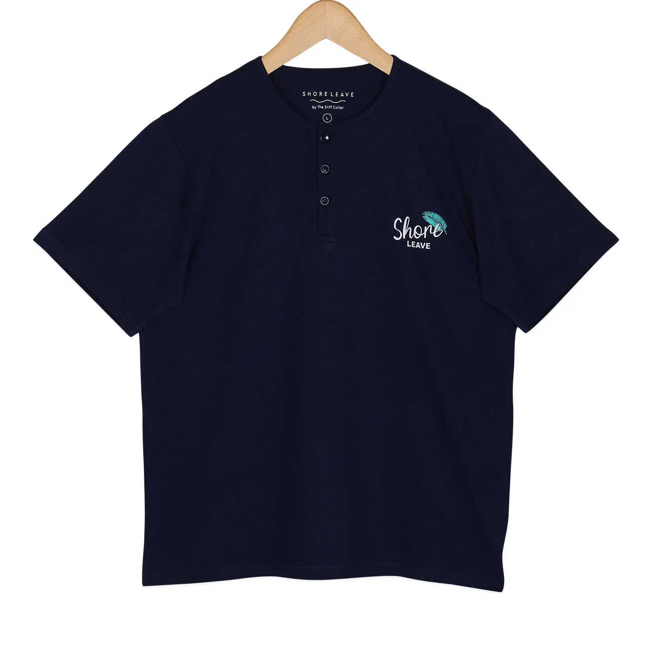 Midnight Blue Soft Cotton Henley T-shirt