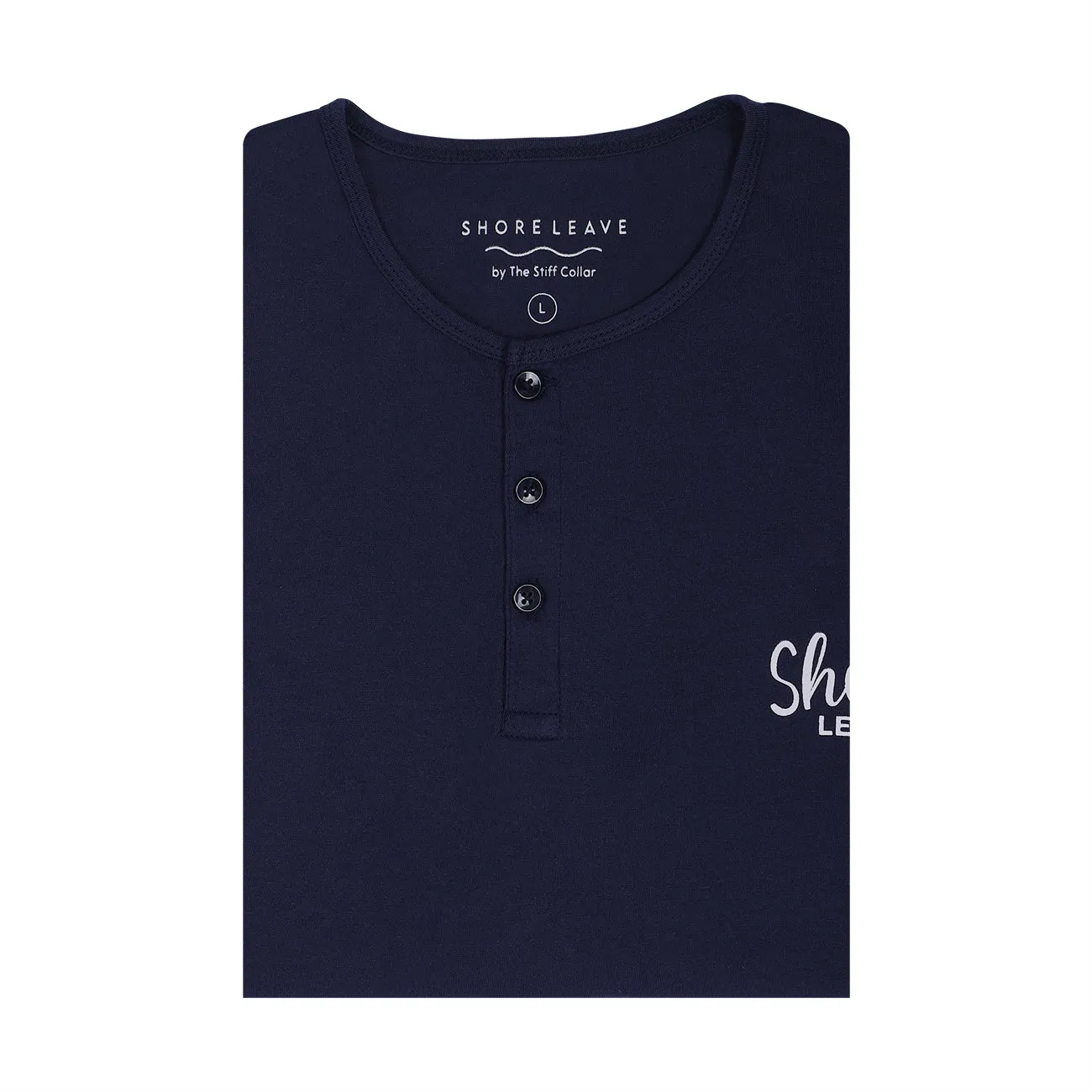 Midnight Blue Soft Cotton Henley T-shirt