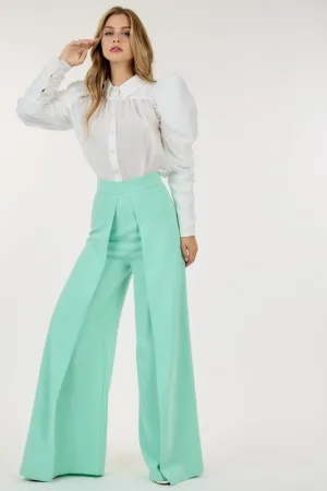 Mint Wide Pleated Palazzo Pants